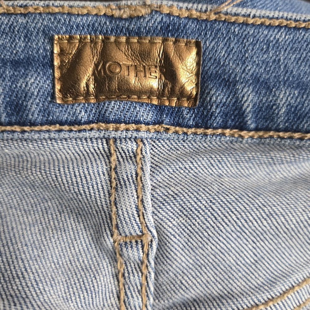 Mother The Tripper Ankle Fray Size 33 Button Fly Distressed Holes Raw Hem - Picture 2 of 16